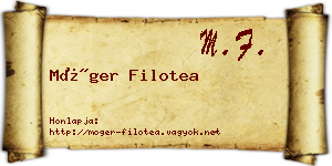Móger Filotea névjegykártya